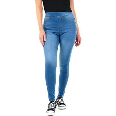M17 Denimjeans, Jeggings för dam, Skinny Fit, klassiska vardagsbyxor med fickor, Mellantvätt blå, 48 M17 Denimjeans, Jeggings för dam, Skinny Fit, klassiska vardagsbyxor med fickor, Mellantvätt blå, 48