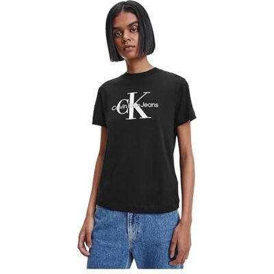 Calvin kvinnors S/S T-shirts, Svart (k svart), XL Calvin kvinnors S/S T-shirts, Svart (k svart), XL