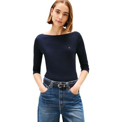 Tommy Hilfiger dam ny CODY SLIM BOAT-NK 3/4SLV WW0WW4058902G005, BLÅ (Nos Desert Sky), L, Blå (Nos Desert Sky), L Tommy Hilfiger dam ny CODY SLIM BOAT-NK 3/4SLV WW0WW4058902G005, BLÅ (Nos Desert Sky), L, Blå (Nos Desert Sky), L