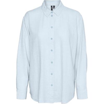 VERO MODA dam Vmlinn Ls Shirt WVN Noos, Luftig blå, S VERO MODA dam Vmlinn Ls Shirt WVN Noos, Luftig blå, S