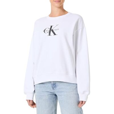 Calvin CK JEANS dam LS MONOLOGO fransk frotté RLXD CN LV047B234G, vit (lysande vit), XXL, Vit (lysande vit), XXL Calvin CK JEANS dam LS MONOLOGO fransk frotté RLXD CN LV047B234G, vit (lysande vit), XXL, Vit (lysande vit), XXL