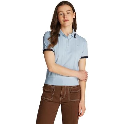 Tommy Hilfiger Dam RWB REG Polo SS WW0WW43925 S/S Polo, Blå, XL, Blå (Breezy Blue), XL Tommy Hilfiger Dam RWB REG Polo SS WW0WW43925 S/S Polo, Blå, XL, Blå (Breezy Blue), XL