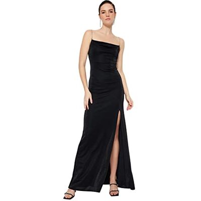 Trendyol kvinnor maxi Shift anpassad stickad aftonklänning, Svart, 38 SE Trendyol kvinnor maxi Shift anpassad stickad aftonklänning, Svart, 38 SE