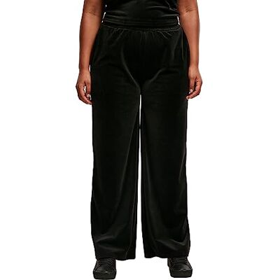 Urban Classics Joggingbyxor för kvinnor, sammet, sweatpants av sammetstyg med vida ben, fritid vida byxor med sidofickor, storlek XS till 5XL, svart, S Urban Classics Joggingbyxor för kvinnor, sammet, sweatpants av sammetstyg med vida ben, fritid vida byxor med sidofickor, storlek XS till 5XL, svart, S