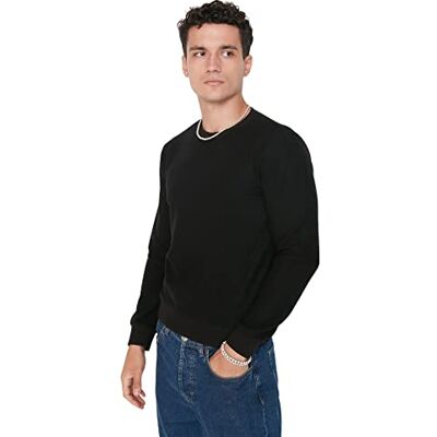 Trendyol herr herr herr smal standard rund hals stickad t-shirt, Svart, M Trendyol herr herr herr smal standard rund hals stickad t-shirt, Svart, M