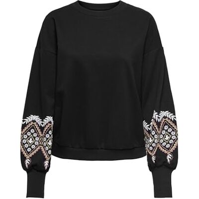 ONLY Onlbrooke L/S O-hals blomma SWT Noos, svart, S ONLY Onlbrooke L/S O-hals blomma SWT Noos, svart, S