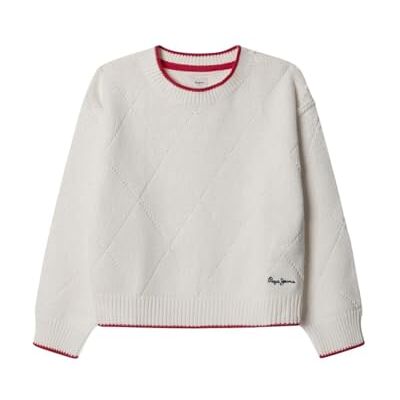 Pepe Jeans flickors Florens stickade kläder, vit (Mousse White), 12 Pepe Jeans flickors Florens stickade kläder, vit (Mousse White), 12