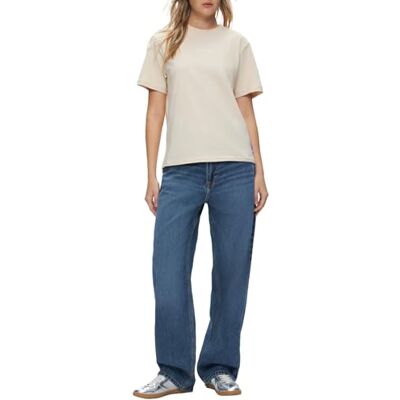 LTB Jeans dam t-shirt tillverkad av bomull i beige vanlig – storlek L, Beige, L LTB Jeans dam t-shirt tillverkad av bomull i beige vanlig – storlek L, Beige, L