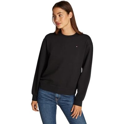 Tommy Hilfiger Dam REG FLAG PÅ CHEST SWTSHRT WW0WW41246 Pullover sweatshirt, svart, 3XL, svart (svart), 3XL stor Tommy Hilfiger Dam REG FLAG PÅ CHEST SWTSHRT WW0WW41246 Pullover sweatshirt, svart, 3XL, svart (svart), 3XL stor