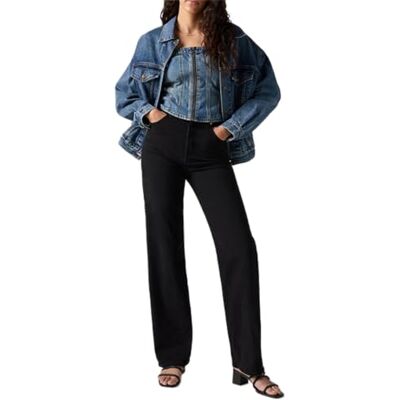Levi's Ribcage jeans med full längd, Svart grodd, 24W x 32L Levi's Ribcage jeans med full längd, Svart grodd, 24W x 32L
