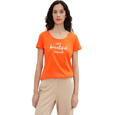 TOM TAILOR Damer T-shirt 1036193, 15612 Fever Red, XXS TOM TAILOR Damer T-shirt 1036193, 15612 Fever Red, XXS