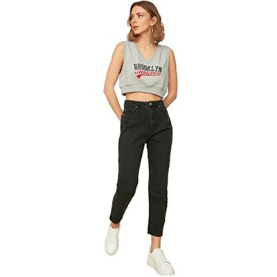 Trendyol Kvinnors svart hög midja mamma jeans, 32 Trendyol Kvinnors svart hög midja mamma jeans, 32