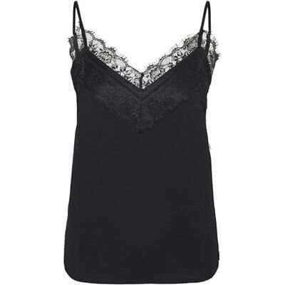VERO MODA VMALVA Singlet LACE TOP WVN GA, svart, M VERO MODA VMALVA Singlet LACE TOP WVN GA, svart, M