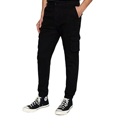 Trendyol Herr normal midja smal passform joggingbyxor svart, Svart Trendyol Herr normal midja smal passform joggingbyxor svart, Svart