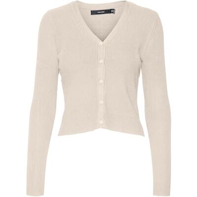 VERO MODA VMGLORY Rib LS V-hals cardigan GA NOOS, Björk, M VERO MODA VMGLORY Rib LS V-hals cardigan GA NOOS, Björk, M