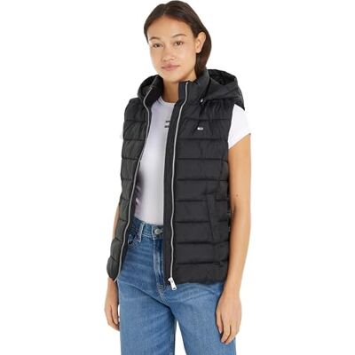 Tommy Jeans Dam Tjw Basic väst med huva, Svart, XXS Tommy Jeans Dam Tjw Basic väst med huva, Svart, XXS