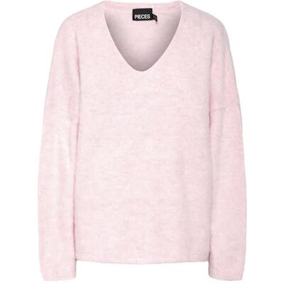 PIECES PCPAM LS V-hals oversize stickad BC, Rosa-a-boo, XL PIECES PCPAM LS V-hals oversize stickad BC, Rosa-a-boo, XL