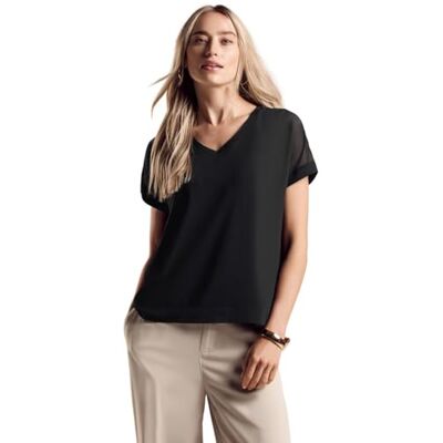 Street One Chiffong T-shirt, svart, 38 Street One Chiffong T-shirt, svart, 38