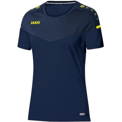 JAKO dam Champ 2.0 T-shirt, marinblå/neongelb, 44 JAKO dam Champ 2.0 T-shirt, marinblå/neongelb, 44