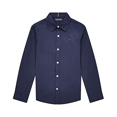 Tommy Hilfiger Pojkar solid stretch poplin skjorta L/S vardaglig, Twilight Navy, 16 År Tommy Hilfiger Pojkar solid stretch poplin skjorta L/S vardaglig, Twilight Navy, 16 År