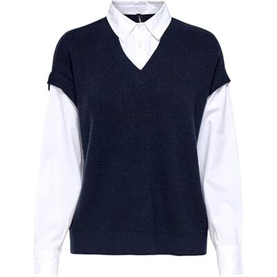 ONLY Onlpayson Ls Polo Mix Vest KNT, natthimmel, M ONLY Onlpayson Ls Polo Mix Vest KNT, natthimmel, M