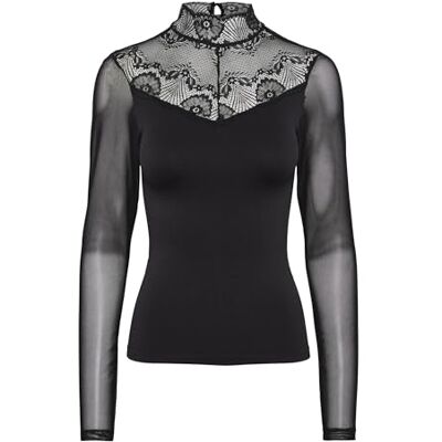 PIECES dam Pcnaya Ls Top, svart, S/M PIECES dam Pcnaya Ls Top, svart, S/M