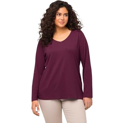 Ulla Popken damer stora storlekar överdimensionerade plus size skjorta, smal, V-hals, långärmad, Mörka bär, 54-56 Ulla Popken damer stora storlekar överdimensionerade plus size skjorta, smal, V-hals, långärmad, Mörka bär, 54-56