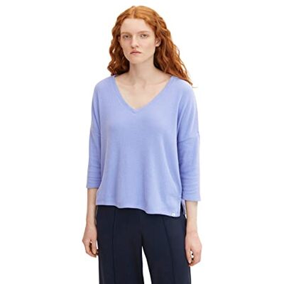 TOM TAILOR Denim Damer Långärmad med V-ringning 1032832, 30029 Calm Lavender, S TOM TAILOR Denim Damer Långärmad med V-ringning 1032832, 30029 Calm Lavender, S
