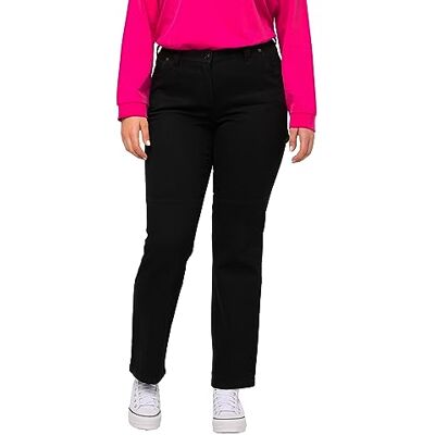 Ulla Popken Dam Utility Mandy, breda, raka ben, cargoväska jeans, svart, 52/L Ulla Popken Dam Utility Mandy, breda, raka ben, cargoväska jeans, svart, 52/L