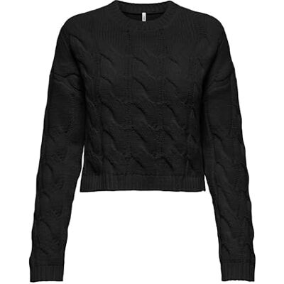 ONLY Onlelly Life Ls Cabel O-Neck Cc KNT, svart, XS ONLY Onlelly Life Ls Cabel O-Neck Cc KNT, svart, XS