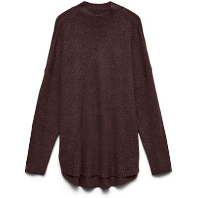 VERO MODA Vmplaza Ls Highnck lång tröja Ga Noos, fudge, XL VERO MODA Vmplaza Ls Highnck lång tröja Ga Noos, fudge, XL