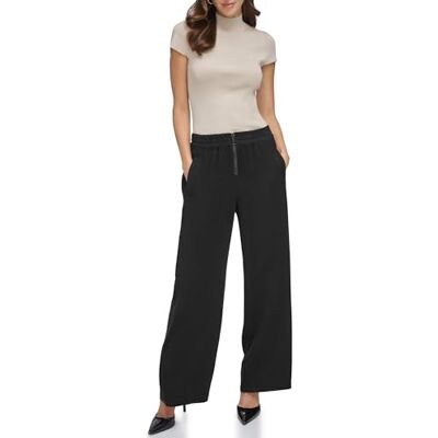 DKNY Dam Pull On Wide Leg Twill Byxor Casual Byxor, svart, XL DKNY Dam Pull On Wide Leg Twill Byxor Casual Byxor, svart, XL