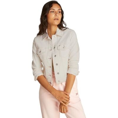 Tommy Jeans dam klassisk träningsjacka BI8194 truckerjacka, Denim, XXL, Denim (denim vit), XXL Tommy Jeans dam klassisk träningsjacka BI8194 truckerjacka, Denim, XXL, Denim (denim vit), XXL