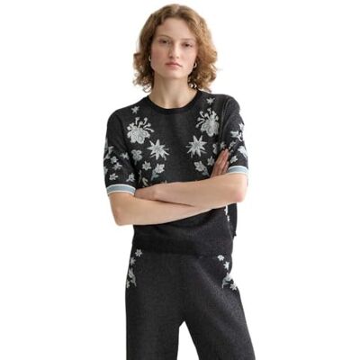 Scotch & Soda Jacquard kortärmad tröja, Meteorit U014, XL Scotch & Soda Jacquard kortärmad tröja, Meteorit U014, XL