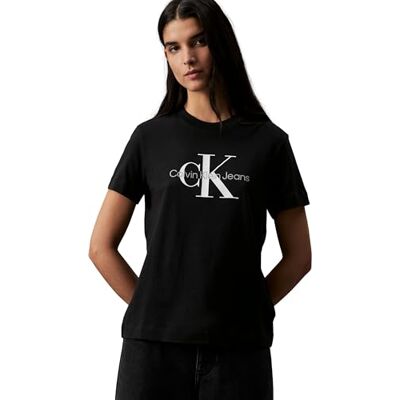 Calvin Dam kärna monogram normal t-shirt t-shirt, svart (Ck Black), M Calvin Dam kärna monogram normal t-shirt t-shirt, svart (Ck Black), M
