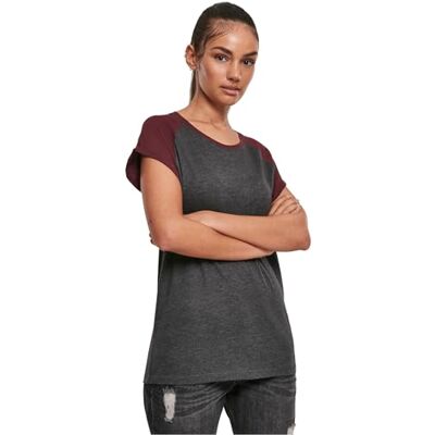 Urban Classics dam T-tröja Damer kontrast raglan te, Kol/rödvin, 3XL Urban Classics dam T-tröja Damer kontrast raglan te, Kol/rödvin, 3XL
