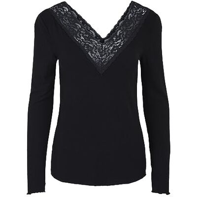 PIECES kvinnlig topp, PCSIRI spetsar, v-ringad, svart, XS PIECES kvinnlig topp, PCSIRI spetsar, v-ringad, svart, XS