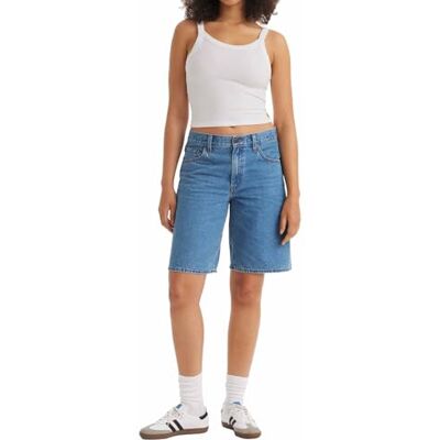 Levi's Denim shorts för kvinnor säckig pappa mörkt indigo, platt finish, färg foolish kärlek, storlek 34, Foolish Love, 34 Levi's Denim shorts för kvinnor säckig pappa mörkt indigo, platt finish, färg foolish kärlek, storlek 34, Foolish Love, 34
