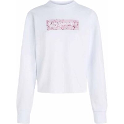 KARL LAGERFELD JEANS , kvinnor, normal blommig logotyp, tröja, normal passform, vit, S KARL LAGERFELD JEANS , kvinnor, normal blommig logotyp, tröja, normal passform, vit, S