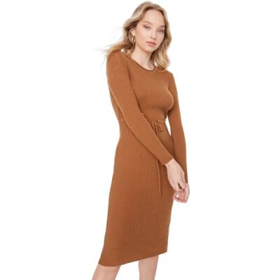 Trendyol Dam Midi Bodycon Slim Fit tröja klänning, svart, M Trendyol Dam Midi Bodycon Slim Fit tröja klänning, svart, M