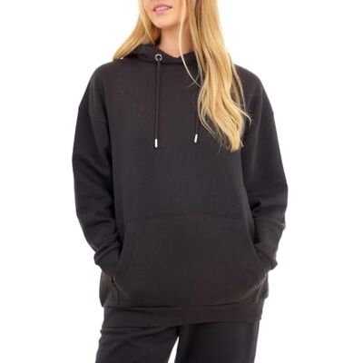 M17 Överdimensionerad huvtröja för kvinnor, mjuk mysig sweatshirt, långärmad tröja med ficka (L, svart), Svart, L M17 Överdimensionerad huvtröja för kvinnor, mjuk mysig sweatshirt, långärmad tröja med ficka (L, svart), Svart, L