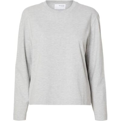 SELECTED FEMME T-shirt långärmad, Ljusgrå melange, XL SELECTED FEMME T-shirt långärmad, Ljusgrå melange, XL