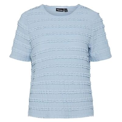 PIECES damer Pcanine Ss O-Neck Top mm T-Shirt, Kashmirblå, L PIECES damer Pcanine Ss O-Neck Top mm T-Shirt, Kashmirblå, L