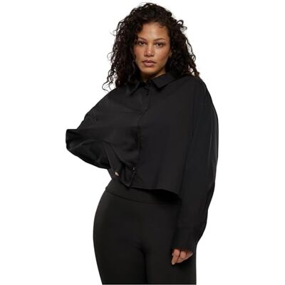 Urban Classics Damblus cropped överdimensionerad blus, svart, L Urban Classics Damblus cropped överdimensionerad blus, svart, L