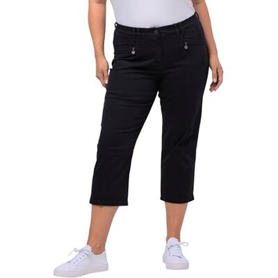 Ulla Popken dam stora storlekar överdimensionerade plus size byxor mony, vadlång, blixtlåsfickor, stretch 803014, marinblå, 45W / 32L Ulla Popken dam stora storlekar överdimensionerade plus size byxor mony, vadlång, blixtlåsfickor, stretch 803014, marinblå, 45W / 32L