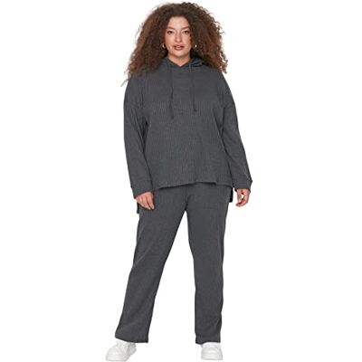 Trendyol antracit stickad botten med huva TBBAW23CP00016, Antracit, 4XL Trendyol antracit stickad botten med huva TBBAW23CP00016, Antracit, 4XL