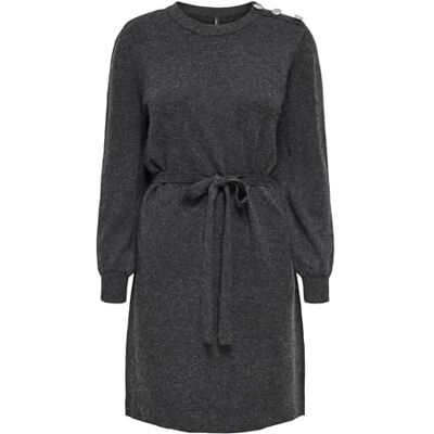 ONLY Onlglory Life Ls Button Dress Cc KNT, Mörkgrå melange, L ONLY Onlglory Life Ls Button Dress Cc KNT, Mörkgrå melange, L