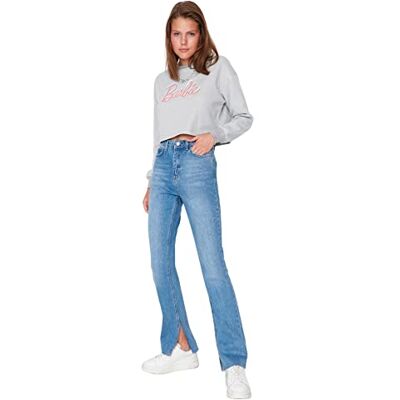 Trendyol kvinnor hög midja utsvängda ben utsvängda jeans, marinblå, 40 SE Trendyol kvinnor hög midja utsvängda ben utsvängda jeans, marinblå, 40 SE