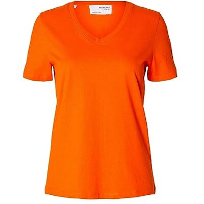 SELECTED FEMME dam Slfessential Ss V-hals Tee Noos T-shirt, Orangead, XS SELECTED FEMME dam Slfessential Ss V-hals Tee Noos T-shirt, Orangead, XS