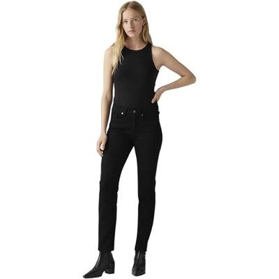 Levi's Klassiska raka jeans för kvinnor, Mjuk svart, 29W / 30L Levi's Klassiska raka jeans för kvinnor, Mjuk svart, 29W / 30L